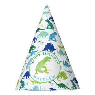 Gepersonaliseerde Dinosaur Birthday Party Pattern Feesthoedjes