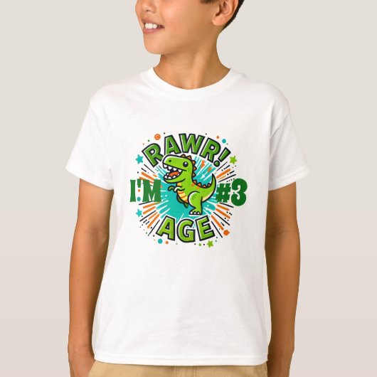 Gepersonaliseerde Dinosaur Birthday T-shirt (Voorkant)