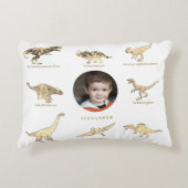 Gepersonaliseerde Dinosaur Boys Foto en Naam Accent Kussen (Voorkant)