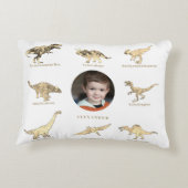 Gepersonaliseerde Dinosaur Boys Foto en Naam Accent Kussen (Achterkant)