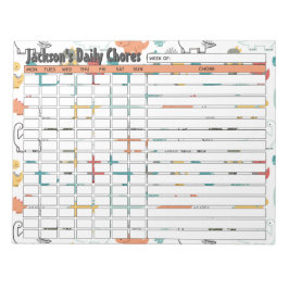 Gepersonaliseerde Dinosaur Daily Chores-grafiek Notitieblok