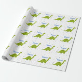 Gepersonaliseerde Dinosaur Gift Wrap Cadeaupapier (Uitgerold)