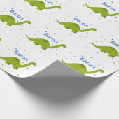 Gepersonaliseerde Dinosaur Gift Wrap Cadeaupapier (Hoek)