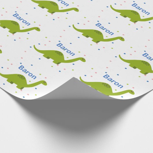 Gepersonaliseerde Dinosaur Gift Wrap Cadeaupapier (Hoek)