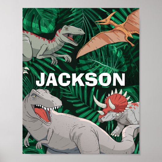 Gepersonaliseerde Dinosaur Kinder Dino Jurassic Tr Poster (Voorkant)