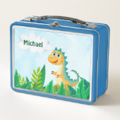 Gepersonaliseerde Dinosaur Kinder Metal Lunch Box (Voorkant)
