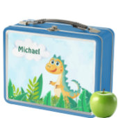 Gepersonaliseerde Dinosaur Kinder Metal Lunch Box