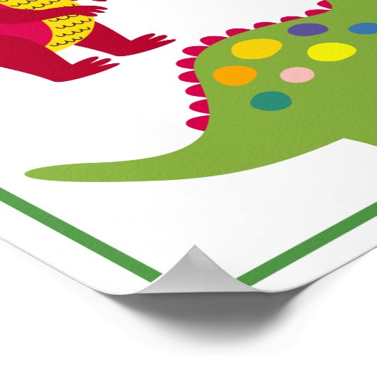 Gepersonaliseerde Dinosaur-Kinderen Kunstafdrukset Poster (Hoek)