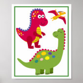 Gepersonaliseerde Dinosaur-Kinderen Kunstafdrukset Poster (Voorkant)