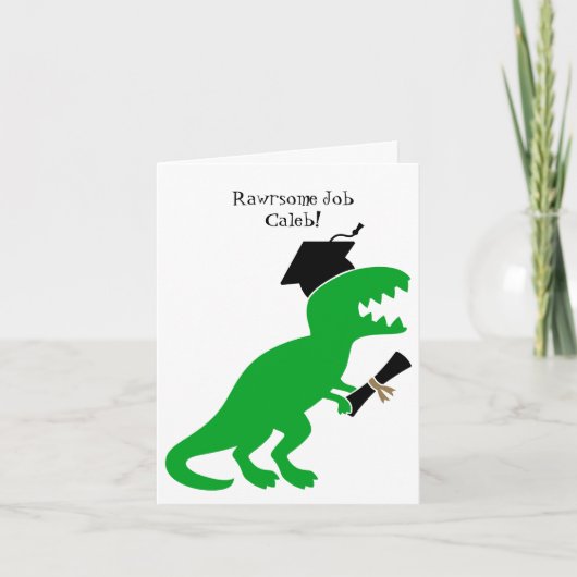 Gepersonaliseerde Dinosaur Kindergarten Afstuderen Kaart (Voorkant)