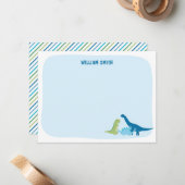 Gepersonaliseerde Dinosaur Notitiekaartje (Voorkant / Achterkant in situ)