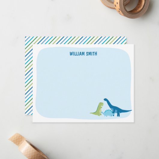Gepersonaliseerde Dinosaur Notitiekaartje (Voorkant / Achterkant in situ)