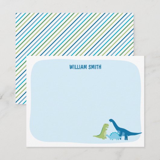 Gepersonaliseerde Dinosaur Notitiekaartje (Voorkant / Achterkant)