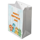 Gepersonaliseerde Dinosaur Party Gift Bag Medium Cadeauzakje (Voorkant Gekanteld)