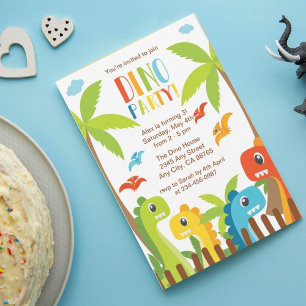 Gepersonaliseerde Dinosaur Party Kaart voor Kids V