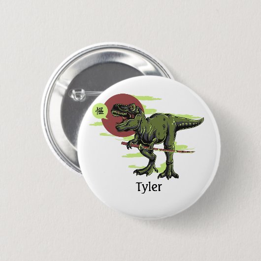 Gepersonaliseerde Dinosaur Ronde Button 5,7 Cm (Voorkant /achterkant)