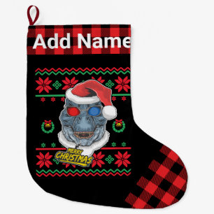 Gepersonaliseerde Dinosaur Santa T-Rex Ugly Kerstm Grote Kerstsok