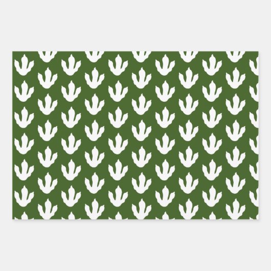 Gepersonaliseerde Dinosaur White en Green Kinderen Inpakpapier Vel (Voorkant 2)
