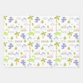 Gepersonaliseerde Dinosaur White en Green Kinderen Inpakpapier Vel (Voorkant)