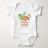 Gepersonaliseerde Dinosauriërs Baby shower Baby Bo Romper (Voorkant)