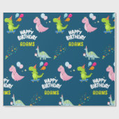 Gepersonaliseerde dinosauriërs Birthday Cadeaupapier (Vlak)
