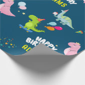 Gepersonaliseerde dinosauriërs Birthday Cadeaupapier (Hoek)