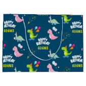 Gepersonaliseerde dinosauriërs Birthday Groot Cadeauzakje (Achterkant)