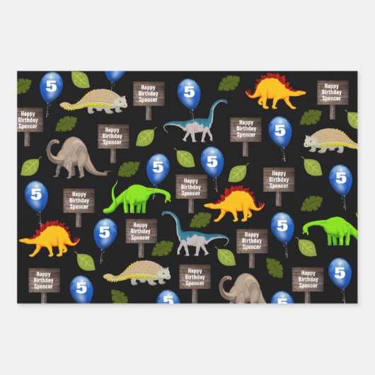 Gepersonaliseerde dinosauriërs van afgelopen dag inpakpapier vel (Voorkant 2)