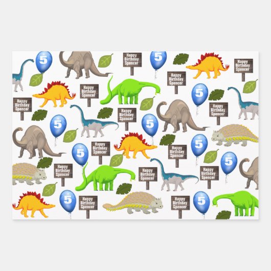 Gepersonaliseerde dinosauriërs van afgelopen dag inpakpapier vel (Voorkant)