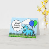 Gepersonaliseerde Dinosaurs Boy's Birthday Kaart (Gele Bloem)