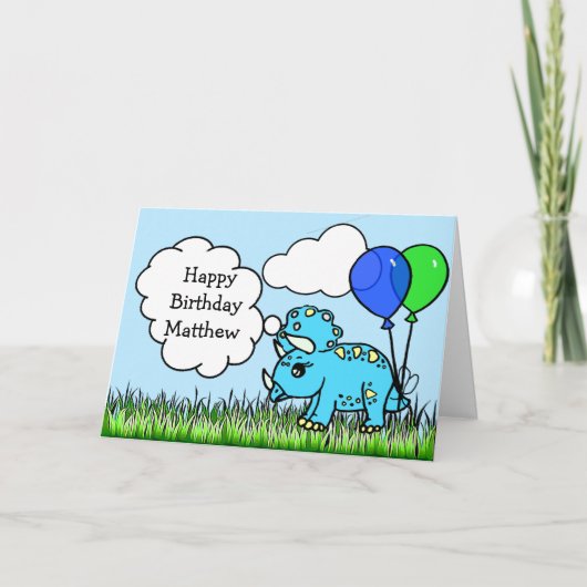 Gepersonaliseerde Dinosaurs Boy's Birthday Kaart (Voorkant)