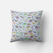 Gepersonaliseerde dinosaurus blauw kussen (Achterkant)