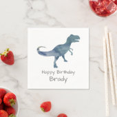 Gepersonaliseerde dinosaurus Blue Birthday Napkin Servet (Insitu)
