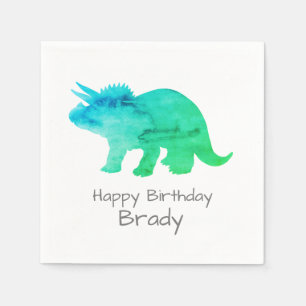 Gepersonaliseerde dinosaurus Blue Birthday Napkin Servet