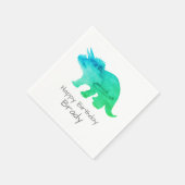 Gepersonaliseerde dinosaurus Blue Birthday Napkin Servet (Hoek)