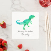 Gepersonaliseerde dinosaurus Blue Birthday Napkin Servet (Insitu)