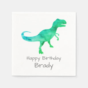 Gepersonaliseerde dinosaurus Blue Birthday Napkin Servet