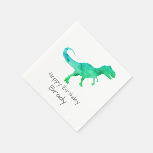 Gepersonaliseerde dinosaurus Blue Birthday Napkin Servet (Hoek)