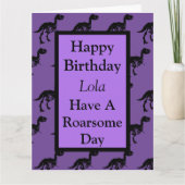 Gepersonaliseerde Dinosaurus brullende verjaardags Kaart (Voorkant)