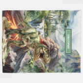 Gepersonaliseerde Dinosaurus Deken Jongen Verjaard (Voorkant (Horizontaal))