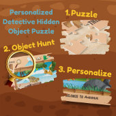 Gepersonaliseerde Dinosaurus Detective Object Hunt Legpuzzel