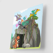 Gepersonaliseerde dinosaurus en vrienden vierkante klok (Hoek)