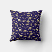 Gepersonaliseerde Dinosaurus Fotonaam Blauw Kussen (Achterkant)