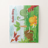 Gepersonaliseerde dinosaurus Jurassic T Rex Bronto Legpuzzel (Verticaal)