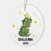 Gepersonaliseerde Dinosaurus Kerstmis Jongens Kers Keramisch Ornament (Links)