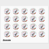 Gepersonaliseerde Dinosaurus Kerstmis Ronde Sticker (Vel)