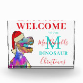Gepersonaliseerde Dinosaurus Kerstmis Welkom Fotoblokken (Voorkant)