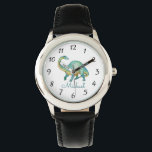 Gepersonaliseerde Dinosaurus Kind Horloge<br><div class="desc">Brontosaurus prehistorische dinosaurus waterverf horloge voor jongens of meisjes. Voeg gewoon jouw naam toe en kies uw horlogebandkleur. Terug naar schoolcadeau of kerstcadeau. Geïllustreerd in waterverf.</div>