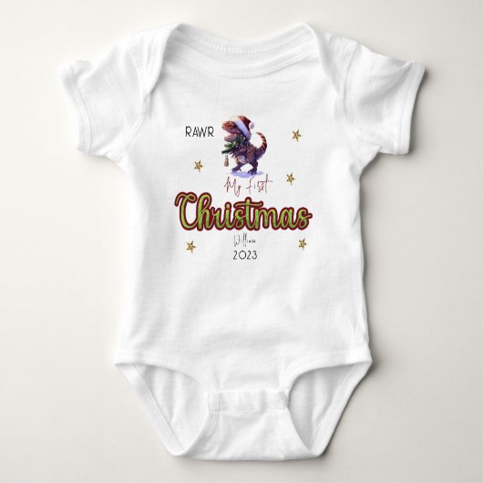 Gepersonaliseerde Dinosaurus Rawr Baby's Eerste Ke Romper (Voorkant)