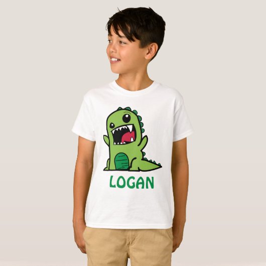 Gepersonaliseerde Dinosaurus Roar met naam T-shirt (Voorkant volledig)